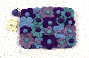 Rising Tide Filted Wool Flowers Geldbörse Portemonnaie Handmade Wolle Made In Nepal - Bild 1 von 5