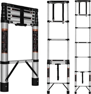 8.5FT Telescoping Ladder,Portable Multi-Purpose Aluminum Compact Ladder,330LB... - Picture 1 of 8