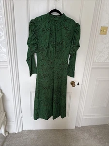AX Paris Green Animal Print Dress Puff Sleeve Size 14 Worn Once - Picture 1 of 5