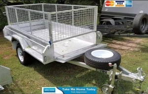 8x4 Hot Dip Galvanised Caged Tilt Trailer Spare Tyre Jockey Wh - Picture 1 of 4