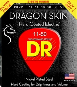 Cuerdas de guitarra eléctrica recubiertas de níquel DR DSE-11 Dragon Skin K3 11-50 2 un. - Imagen 1 de 1