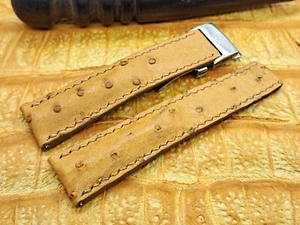 22mm/20mm Ostrich Leather Watch Band Bespoke Vintage Exotic Leather - Picture 1 of 14