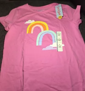 NWT Cat & Jack Pink T-Shirt Rainbow Girl Sizes Medium Large X-Large - Picture 1 of 3