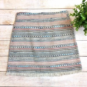 Ann Taylor Loft Rock Fransen mehrfarbig Sommer Tweed Mini Damengröße 6 - Bild 1 von 8