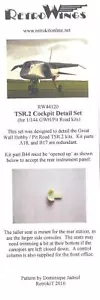 RetroKits Modelle 1/144 TSR.2 COCKPIT DETAIL SET Harz Update Set - Bild 1 von 2