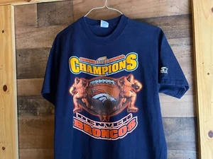 Denver Broncos Shirt VTG 1999 Super Bowl Champions XXXIII Double Sided USA Made - Picture 1 of 8