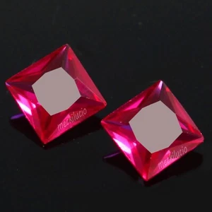 Natural Certified 5x5 MM Princess Pair Mogok Pigeon Blood Red Ruby AAA+ Gemstone - Picture 1 of 6