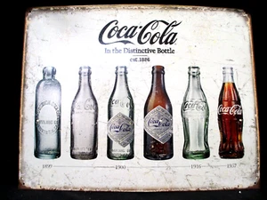 Coca Cola Coke Markante Flaschen 1899-1957 Blechschild Made in USA - Bild 1 von 8