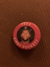 Kirby Puckett Minnesota Twins (1990) Red, 1.5" MLBPA Baseball Pin-Back Button