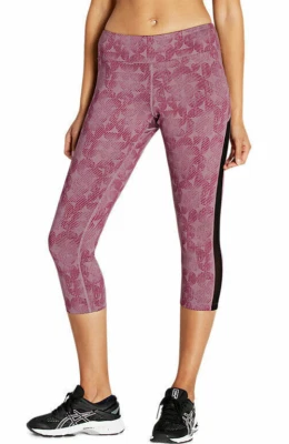 ASICS Womens  Kate Mesh Capri Leggings Purple Pink Pattern SZ SMALL S NWT $55.00 - Image 1 of 4