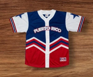 Mega USA Mens Size L Puerto Rico #21 Baseball Jersey Blue Rare - Picture 1 of 2