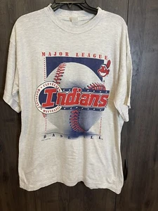 Vintage 1995 Cleveland Indians T-Shirt Größe X-Large Chief Wahoo Logo grau - Bild 1 von 5