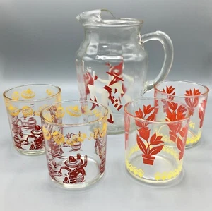 MCM Hazel Atlas Drinkware Set of Pitcher with Glasses - Picture 1 of 12