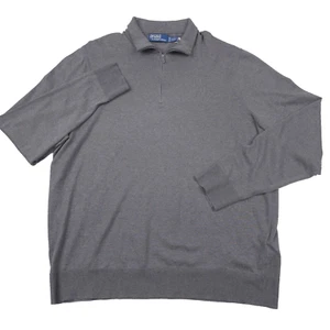 Polo Ralph Lauren Gray Cotton Quarter Zip Mock Neck Sweater Mens Size 2XL - Picture 1 of 8