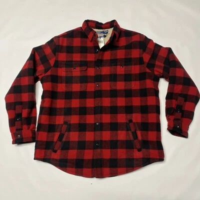 NUEVO CON ETIQUETAS Polo Ralph Lauren Rojo y Negro Búfalo Cuadros Sherpa Vellón Forrado Camisa de Trabajo M Foto 1 de 4