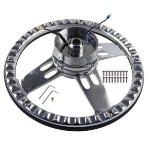 14" Chrome Half Wrap 9-Bolt Steering Wheel+Horn Adpter For Chevy GM Buick Jeep - Picture 1 of 10