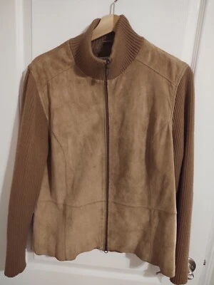 CHAQUETA COVINGTON DE GAMUZA GENUINA Y PUNTO TALLA GRANDE Foto 1 de 4