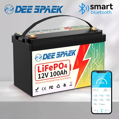 DEESPAEK Batteria al litio 12V 100AH LiFePO4 BMS batteria Bluetooth solare barca camper
