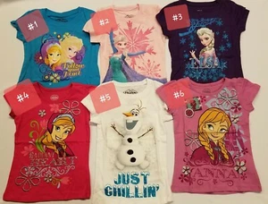 Disney Frozen Elsa Anna Olaf Short Sleeve Shirt TShirt 4 5 6 6X 7 8 10 12 14 16 - Picture 1 of 7