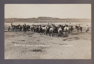 Glendive MONTANA RPPC 1913 COWBOYS Cowboy OU RANCH Horse Corral WILD WEST MT - Picture 1 of 4