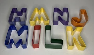 Set Of 8 Alphabet Cookie Cutters Colorful Metal 3” Retro Kitchen - Picture 1 of 5