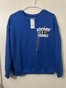 Felpa donna grafica Looney Tunes That's All Folks - Blu XS nuova con etichette - Foto 1 di 5