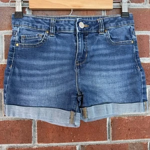 Wonder Nation Blue Denim Jean Cuffed Shorts 5 pocket Girls Size 12 - Picture 1 of 6