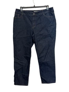 Chicos Platinum Denim Cropped Jeans Size 8 Dark Wash Stretch Cotton Blend Slim F - Picture 1 of 4