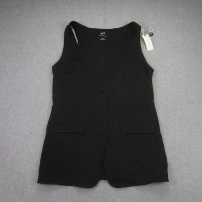 Chaleco Maeve Anthropologie Talla Pequeña Negro Sin Mangas Ponte Botón Frontal Top Foto 1 de 4