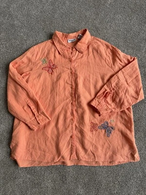 Camisa Breckenridge Vintage Para Mujer Bordada Mariposas Abotonada Foto 1 de 4