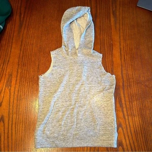 NWT Chaser Gray Raw Hem Sleeveless Hoodie Shirt Size 6 Kids/Youth - Picture 1 of 4