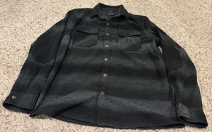 Camisa Roark Nordsman Manga Larga Perla Franela a Presión Negra/Gris Para Hombres Talla Mediana - Imagen 1 de 3