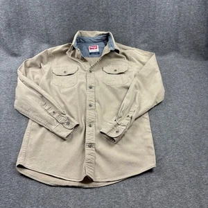 Wrangler Premium Qualität Comfort Flex Herren Hemd Small hellbraun Freizeit Arbeit Utility - Bild 1 von 7