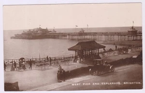 West Pier & Esplanade.Brighton.Sussex.postal used 1912.R/P Postcard - Picture 1 of 2