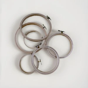 Lot of 6 SIX ROUND WOOD EMBROIDERY HOOPS various sizes 3”, 4”, & 5” In CRAFTS - Picture 1 of 5