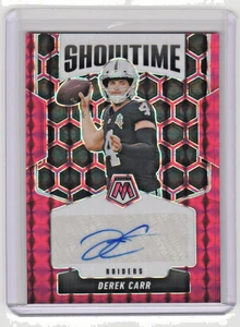 2025 Mosiac Derek Carr Auto Showtime Red Prizm /199 Las Vegas Raiders  #SOS-DCA - Picture 1 of 2