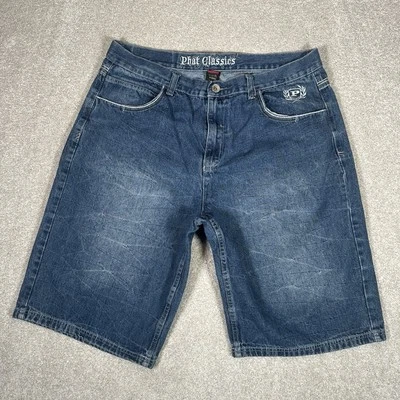 Phat Farm Jean Shorts Adult Size 40W Blue Baggy Y2K  Mens Denim Wide Leg Jorts - Image 1 of 4