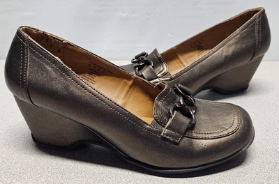 Zapatos Jaclyn Smith para mujer talla 9 cobre/bronce sin cordones tacón de cuña con detalles de hebilla Foto 1 de 4