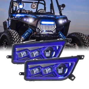 2pcs Blue Halo Auto ATV Accessories LED Headlights for Polaris RZR 900 XP 1000 - Foto 1 di 9