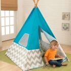 KidKraft Deluxe Play Teepee Tent in Turquoise and Grey - 48' x 48' x 64'