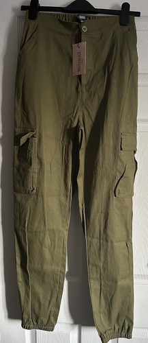 Pantalone kaki verde alto Missguided taglia 8 nuovo con etichette nuovo etichetta