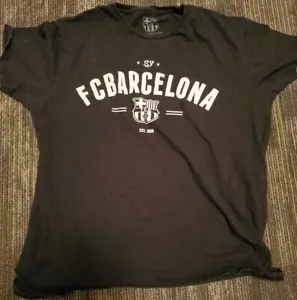 Mens FC BARCELONA T-shirt - Large Black Offical - Picture 1 of 3