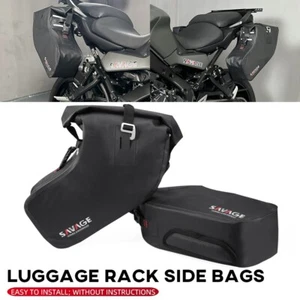2 PCS Universal Motorcycle Luggage Rack Side Bags Saddlebag Sidebox Waterproof - Picture 1 of 24