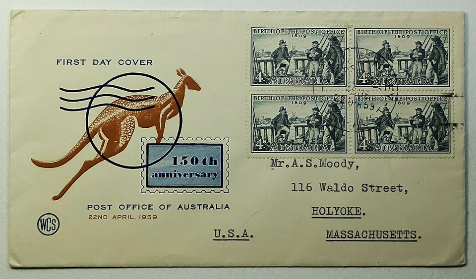 1959 FDC Australia 150th Anniversary Australian Postal Service WCS SG #331 - Image 1 of 2