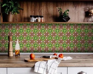 5" X 5" Green Leva Removable Peel and Stick Tiles - Picture 1 of 7