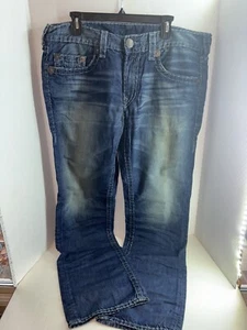 True Religion Brand Men’s Medium Blue Denim Wash Distressed Grand Jeans Size 38 - Picture 1 of 10