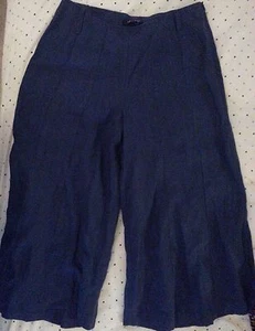 Karen Kane capri's womens dark blue size 6 100% linen side zipper 30 x 22 - Picture 1 of 7