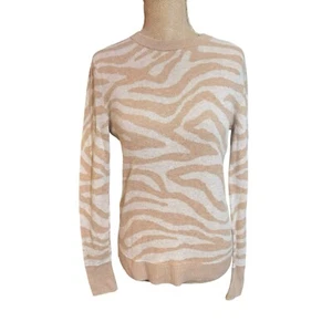New Day Zebra Animal Print Sweater Tan/ Cream Size Small - Picture 1 of 6