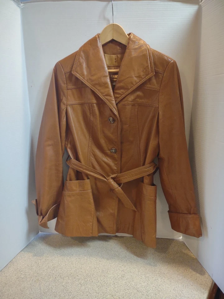 Vintage 80s Tannery Leather Jacket Caramel Belted Medium. Jacket  Women’s 11/12 - Image 1 of 4