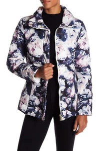 NEW Eliza J Floral Puffer Coat Women's Navy Multi Size XL - Picture 1 of 4